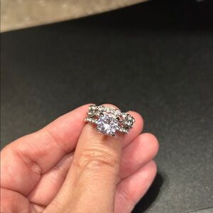 Elegant set of two Silver Women's Ring with Clear Stone size 5